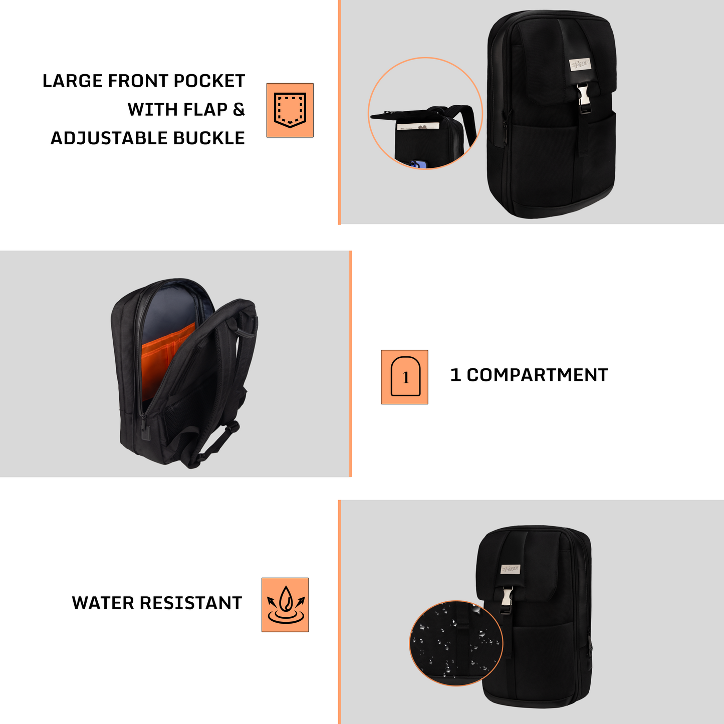 Rogue 21L Black Laptop Backpack