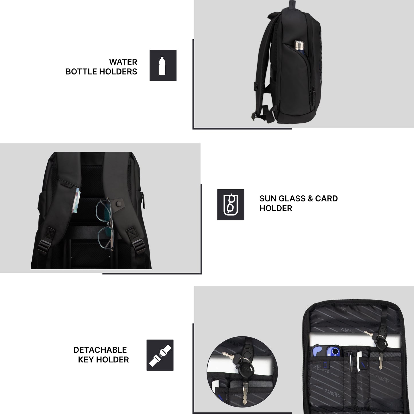 Bellagio 20L Black Laptop Backpack