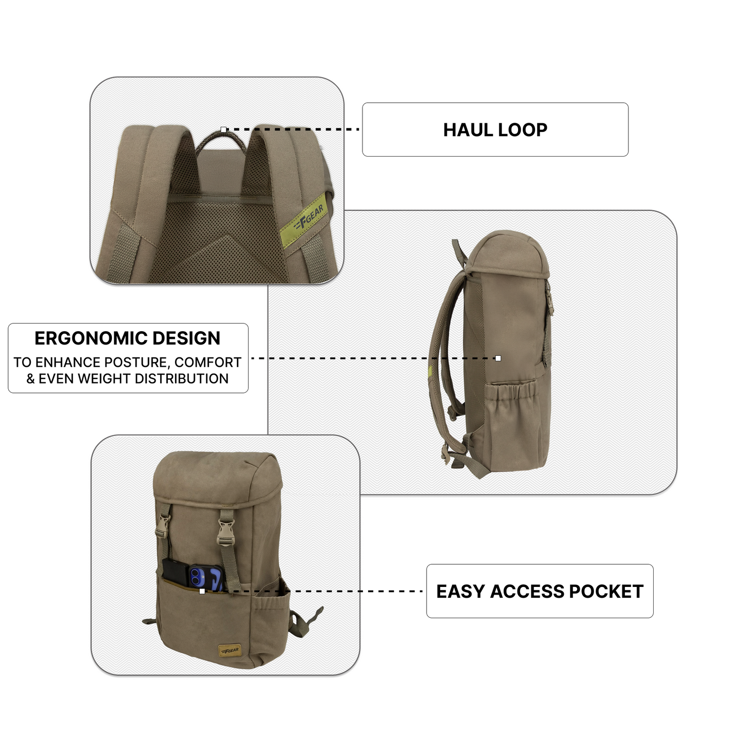 Dune 18L Dune Dark Beige Canvas Laptop Backpack