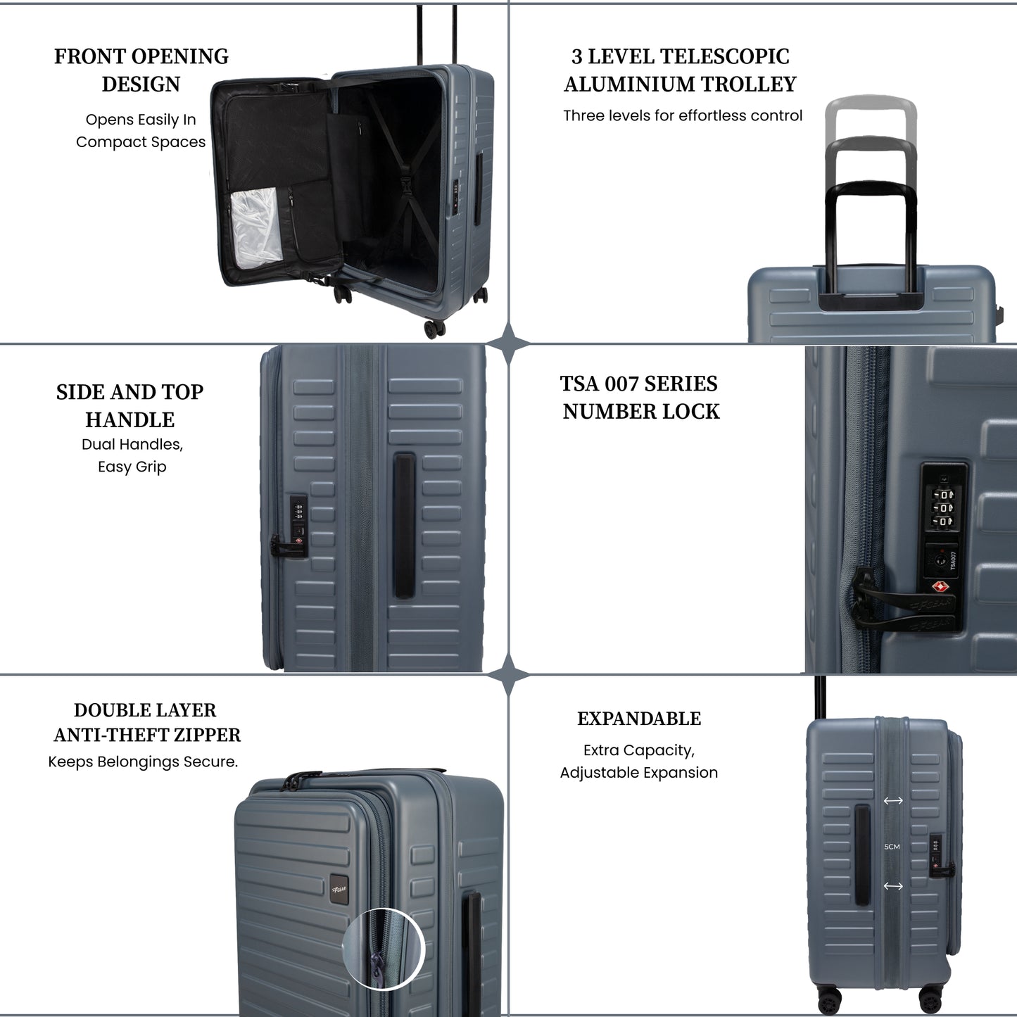 Windsor Stone Blue Set of 3 Suitcases