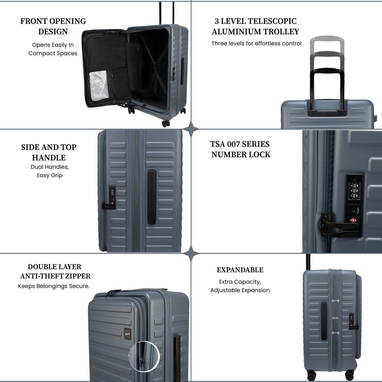 Windsor Stone Blue 68 cms Medium Front Opening Trunk-Style Check-in Strolley with Expander