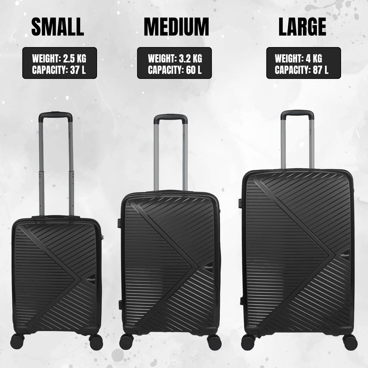 Eagle PP03 Black Suitcase Set of 3