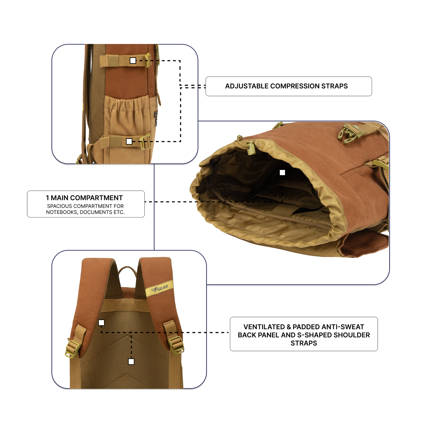 Canyon 18L Chestnut Khaki Laptop Backpack