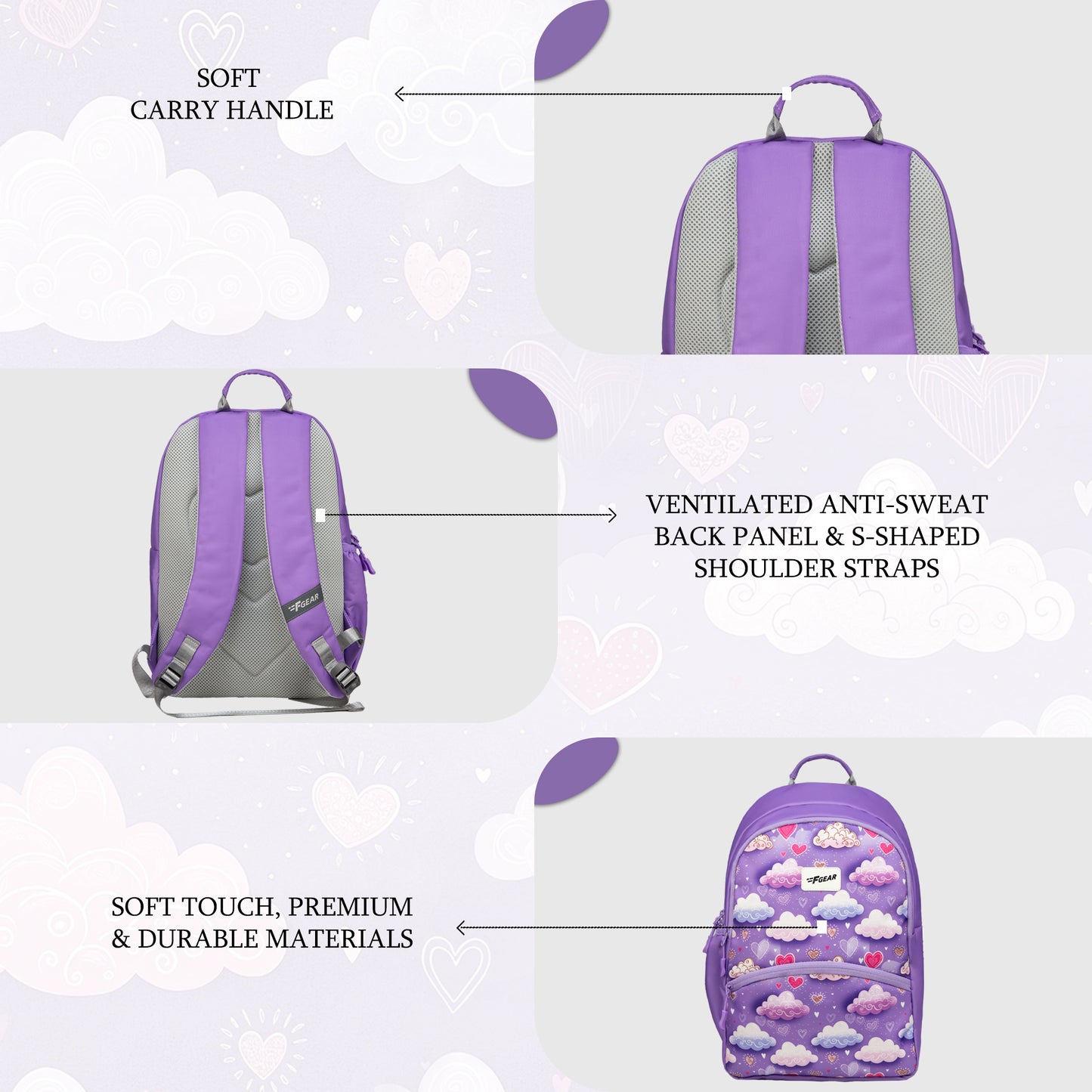 Brio L 17L Dreamy Clouds Lavender Backpack