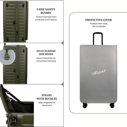 Windsor Army Green 76 cms Large Front Opening Trunk-Style Check-in Strolley with Expander