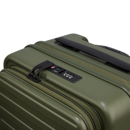 Windsor Army Green 56 cms Small Front Opening Trunk-Style Cabin Strolley with Laptop & Tablet Sleeves & Expander