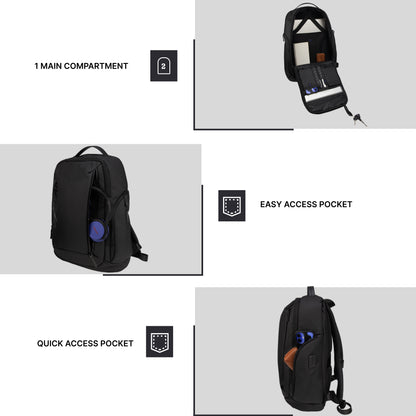 Bellagio 20L Black Laptop Backpack