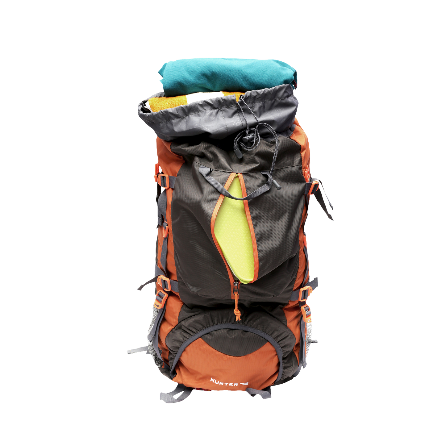 Hunter 75L Grey Orange Rucksack with Raincover