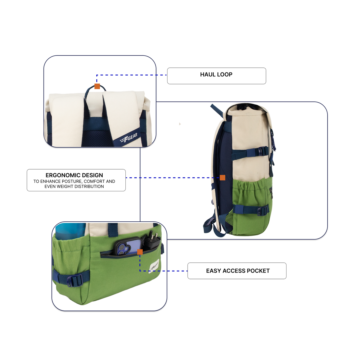 Canyon 18L Mint Green White Beige Laptop Backpack