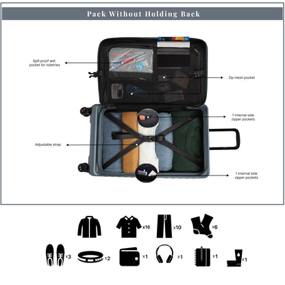 Windsor Stone Blue 76 cms Large Front Opening Trunk-Style Check-in Strolley with Expander