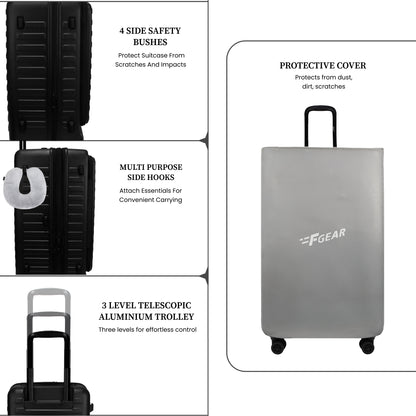 Windsor Black 56 cms Small Front Opening Trunk-Style Cabin Strolley with Laptop & Tablet Sleeves & Expander