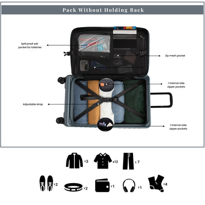 Windsor Stone Blue 68 cms Medium Front Opening Trunk-Style Check-in Strolley with Expander