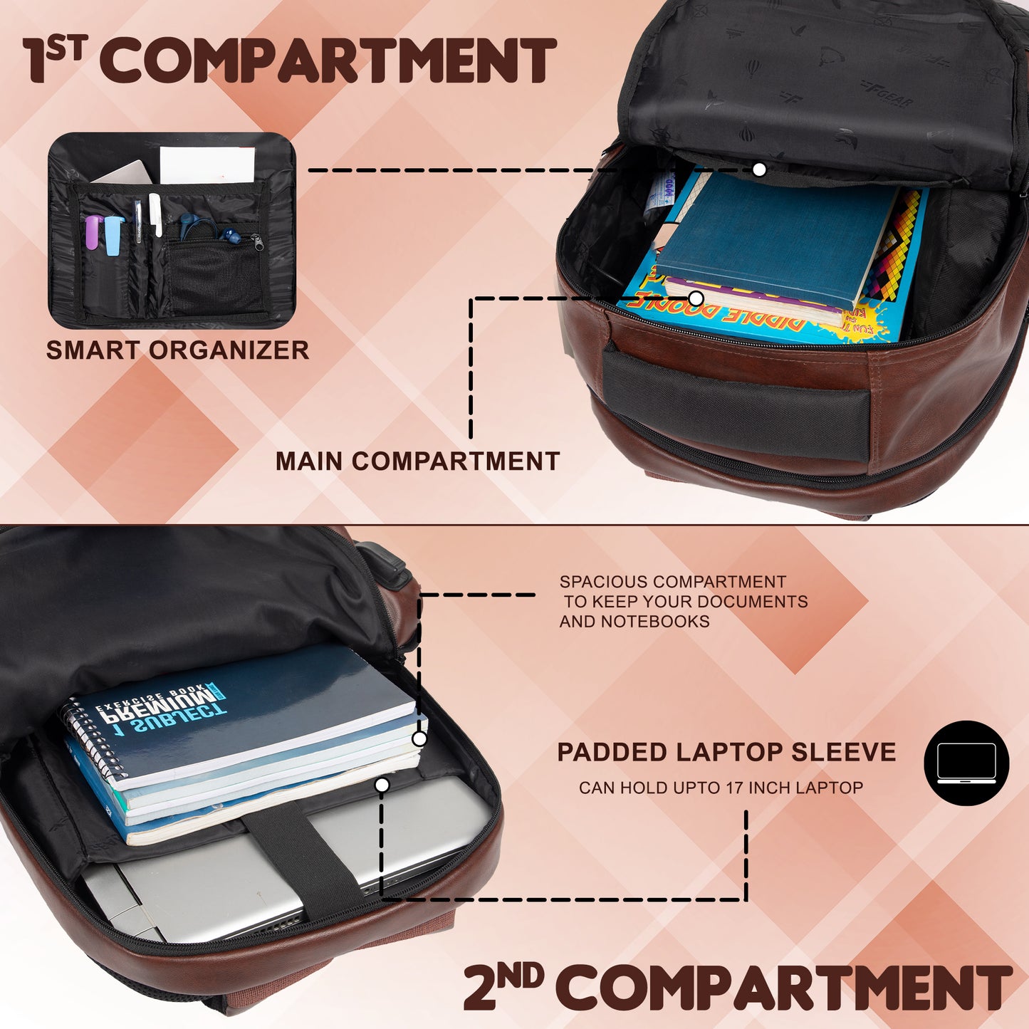 Luxur V2 27L Brown Laptop Backpack