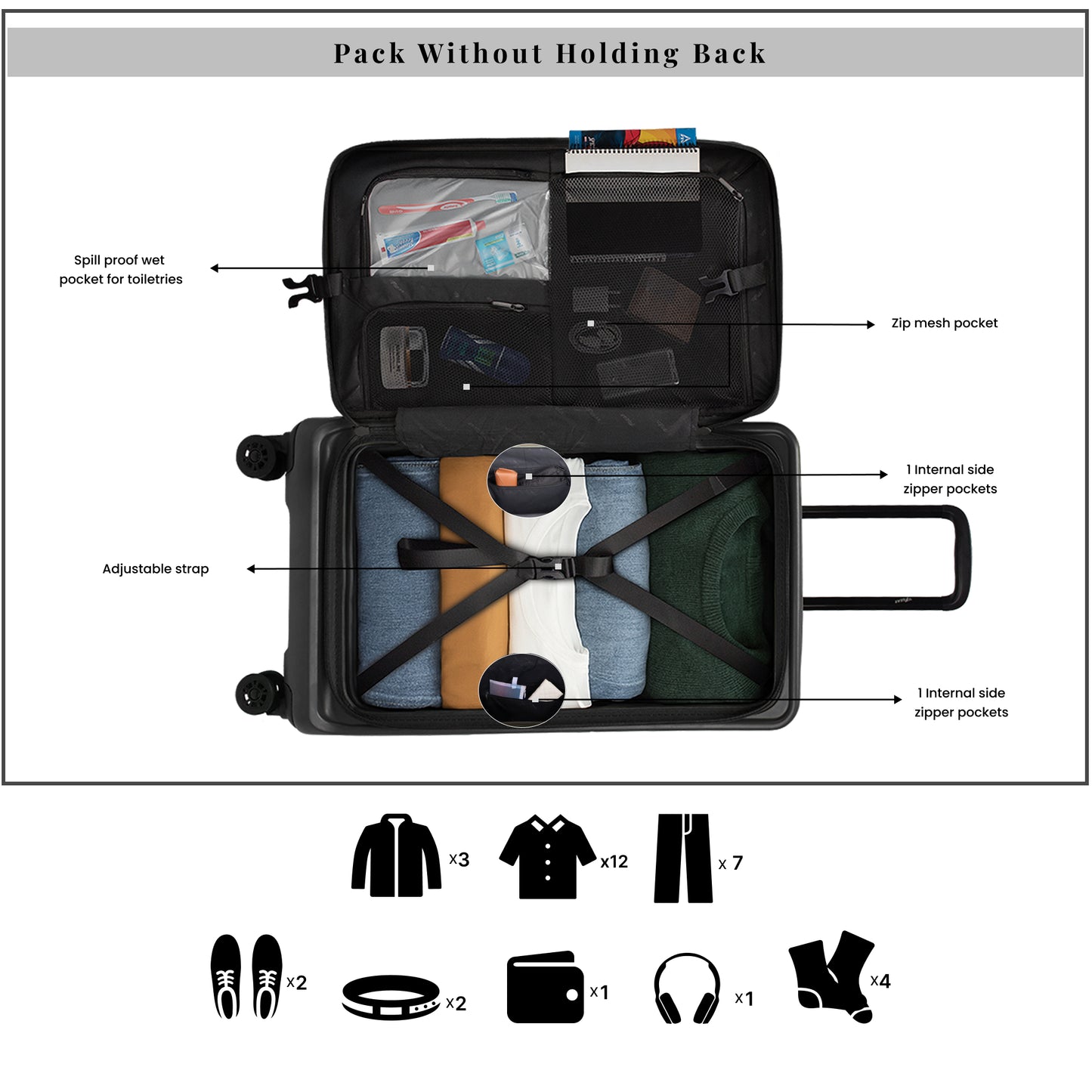 Windsor Black 68 cms Medium Front Opening Trunk-Style Check-in Strolley with Expander