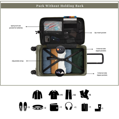 Windsor Army Green 76 cms Large Front Opening Trunk-Style Check-in Strolley with Expander