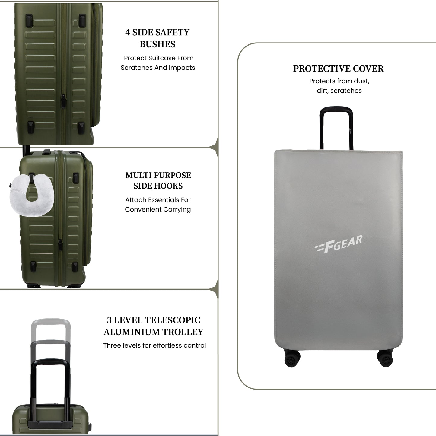 Windsor Army Green 56 cms Small Front Opening Trunk-Style Cabin Strolley with Laptop & Tablet Sleeves & Expander