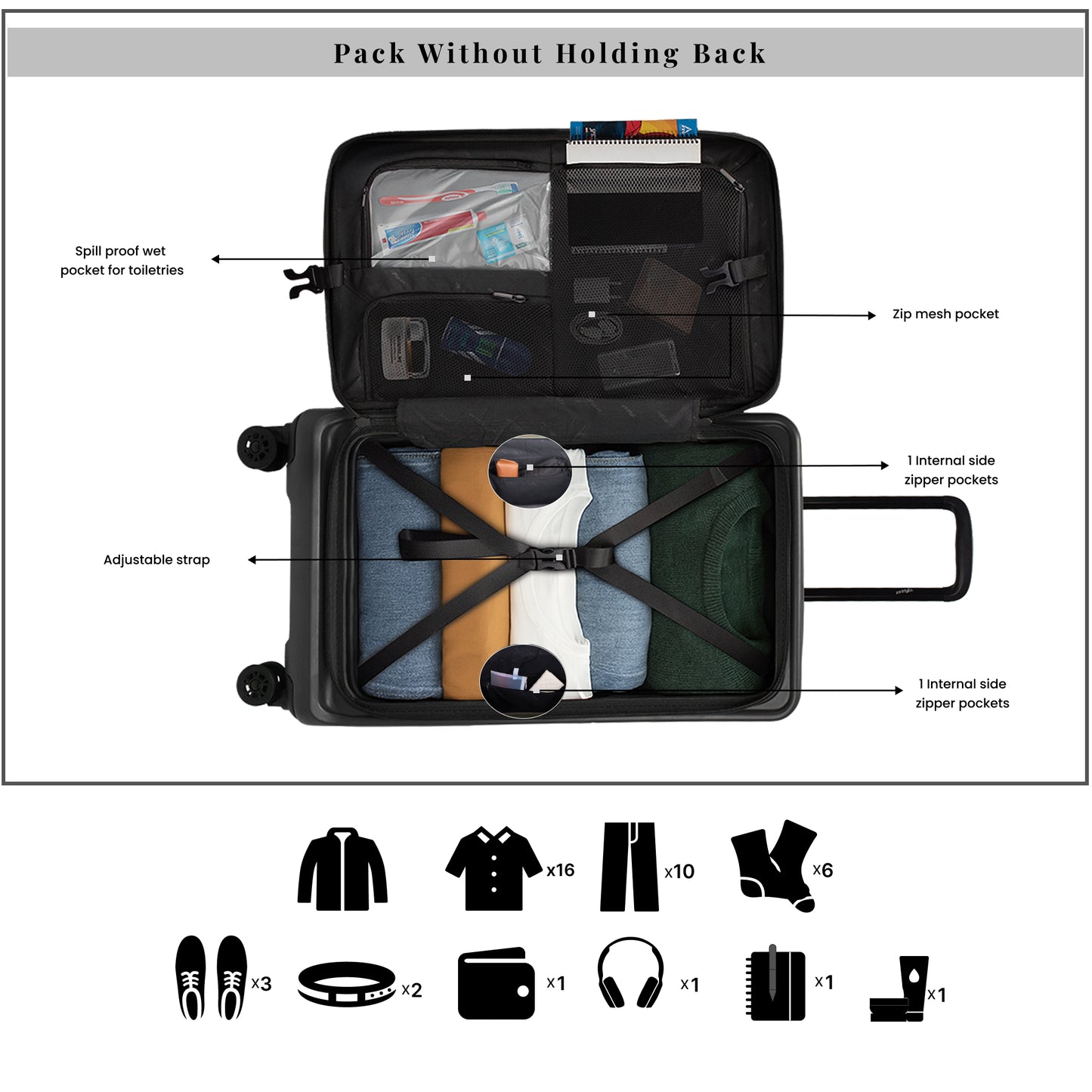 Windsor Black 76 cms Large Front Opening Trunk-Style Check-in Strolley with Expander