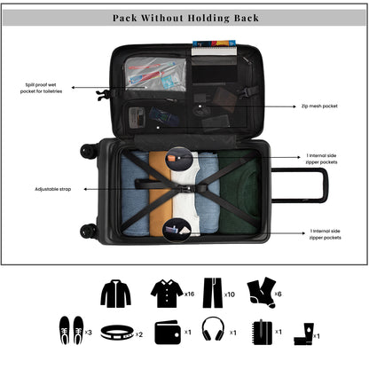 Windsor Black 76 cms Large Front Opening Trunk-Style Check-in Strolley with Expander