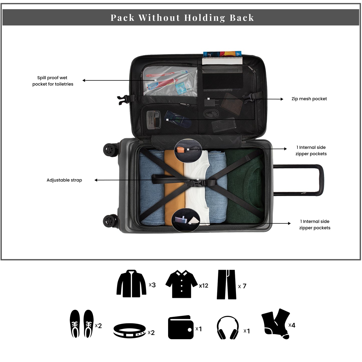 Windsor Steel Grey 68 cms Medium Front Opening Trunk-Style Check-in Strolley with Expander