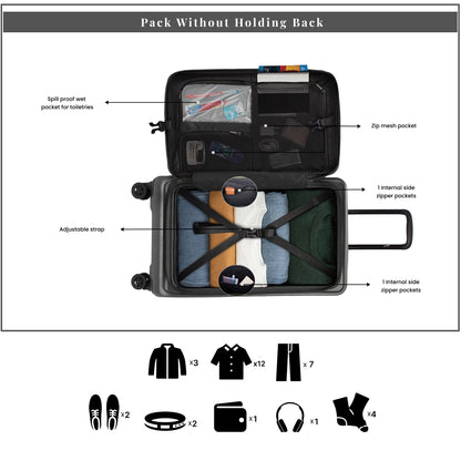 Windsor Steel Grey 68 cms Medium Front Opening Trunk-Style Check-in Strolley with Expander