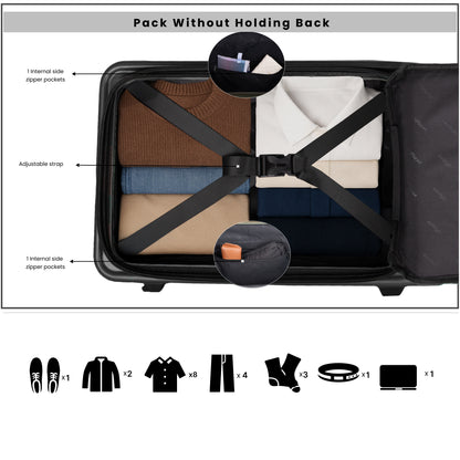 Windsor Black 56 cms Small Front Opening Trunk-Style Cabin Strolley with Laptop & Tablet Sleeves & Expander