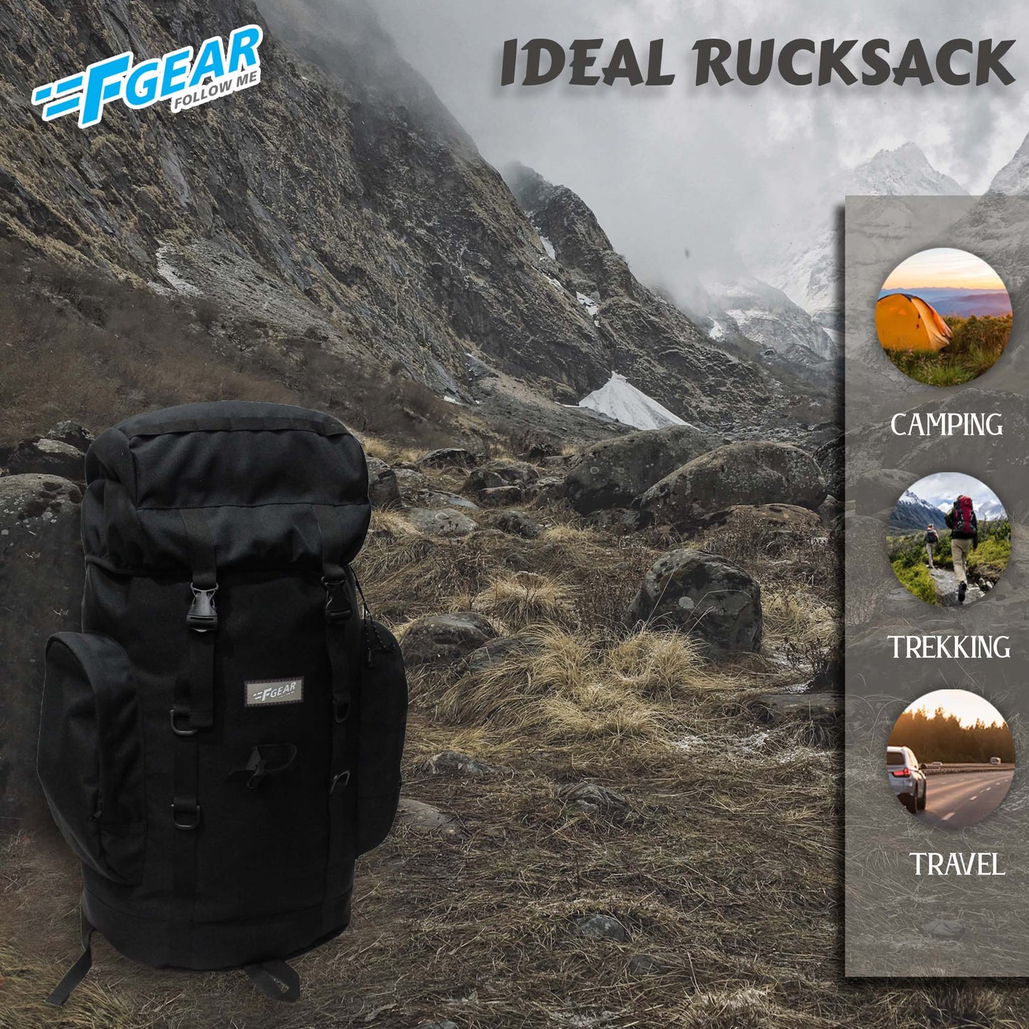 Platoon 46L Black Rucksack