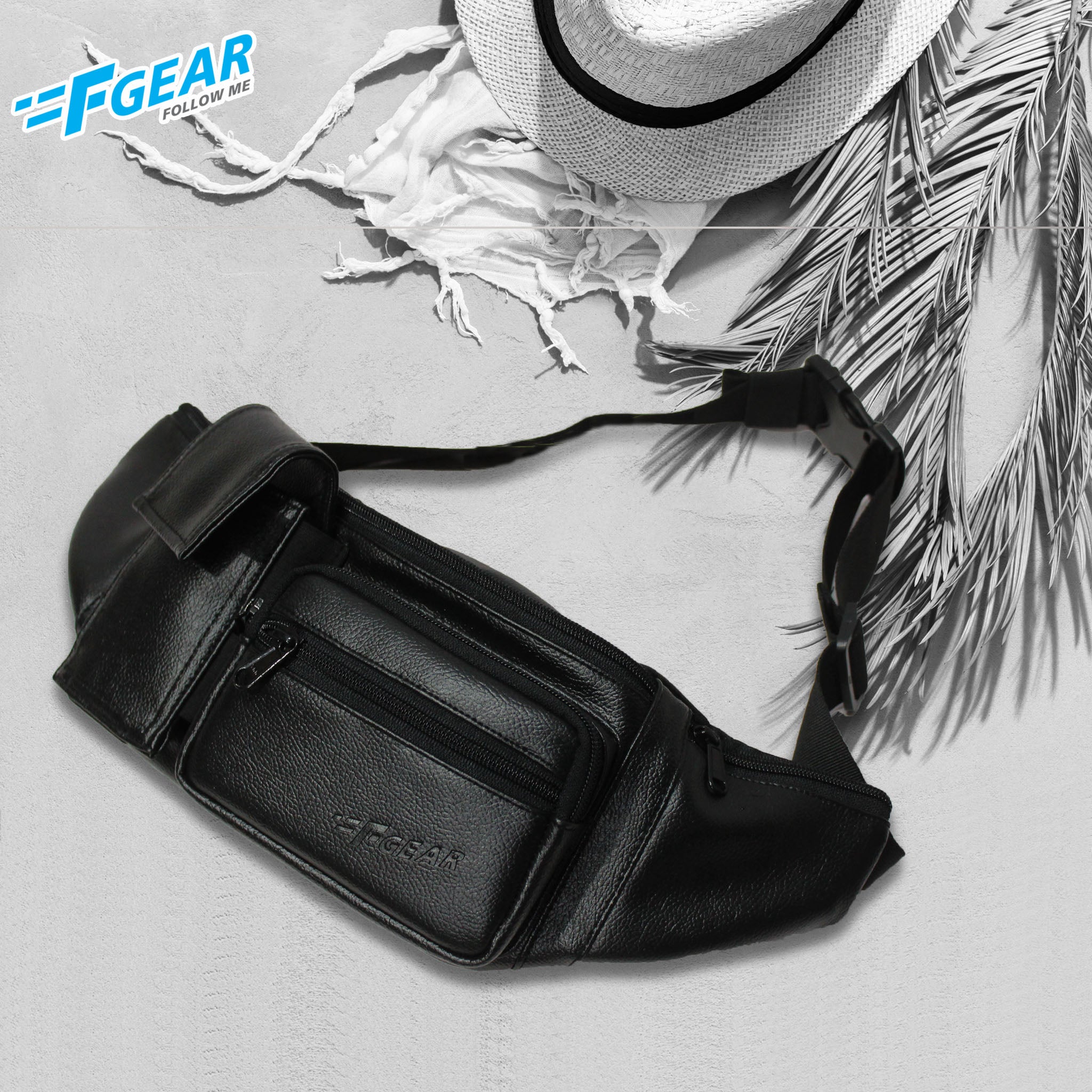 00s【archive】 Y2K Black leather waist bag Potent Black Waist Bag – FGEAR.in