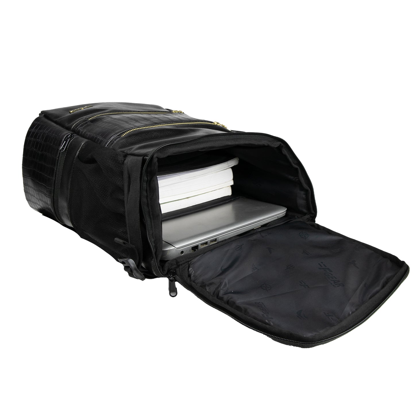 Tyndall 25L Black Vegan Leather Laptop Backpack