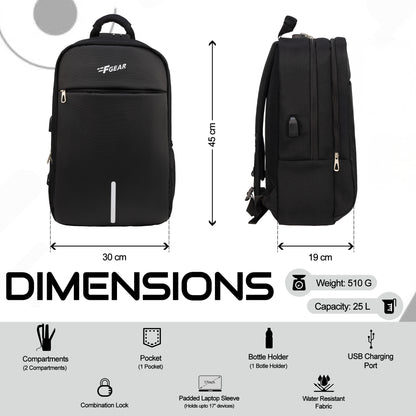 Omega 25L Black Laptop Backpack
