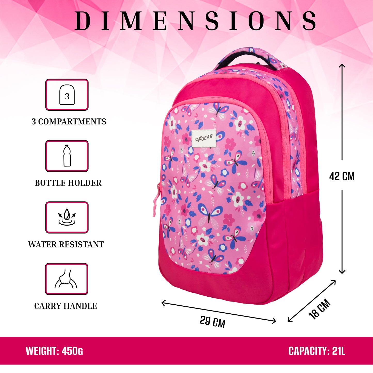 Panya 21L Dark Pink Mulberry Butterfly Backpack