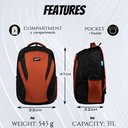 Vern 31L Black Brick Orange Backpack