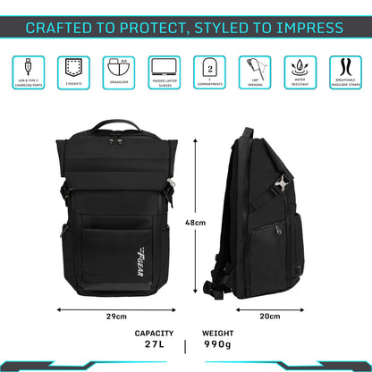 Oslo 21L Black Laptop Backpack