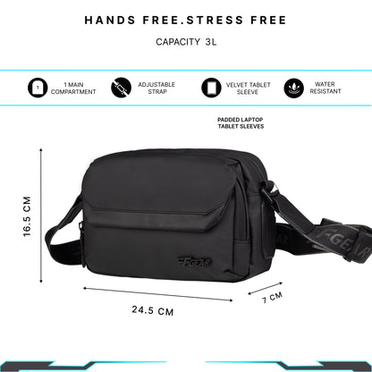 Girona 3L Black Soft Crossbody Sling Bag
