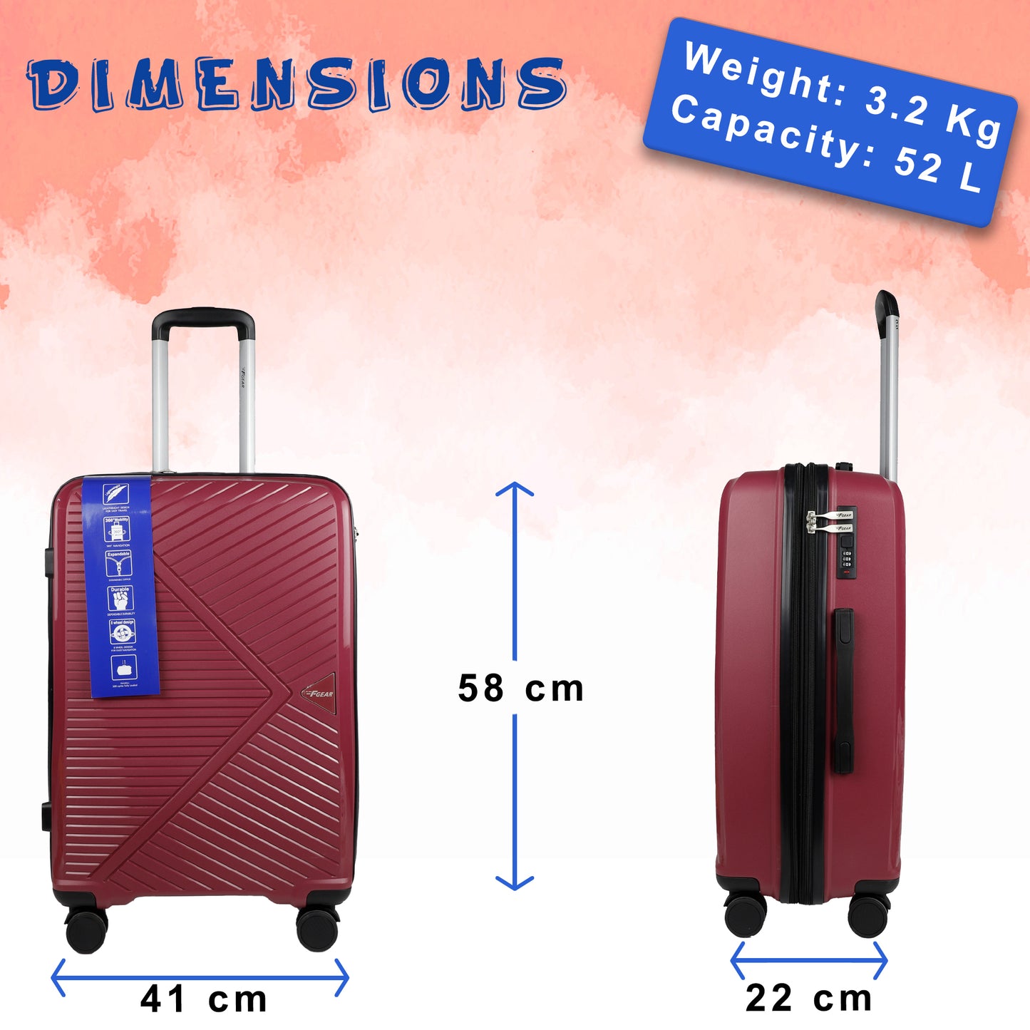 STV PP03 24" Rosebud Expandable Medium Check-in Suitcase