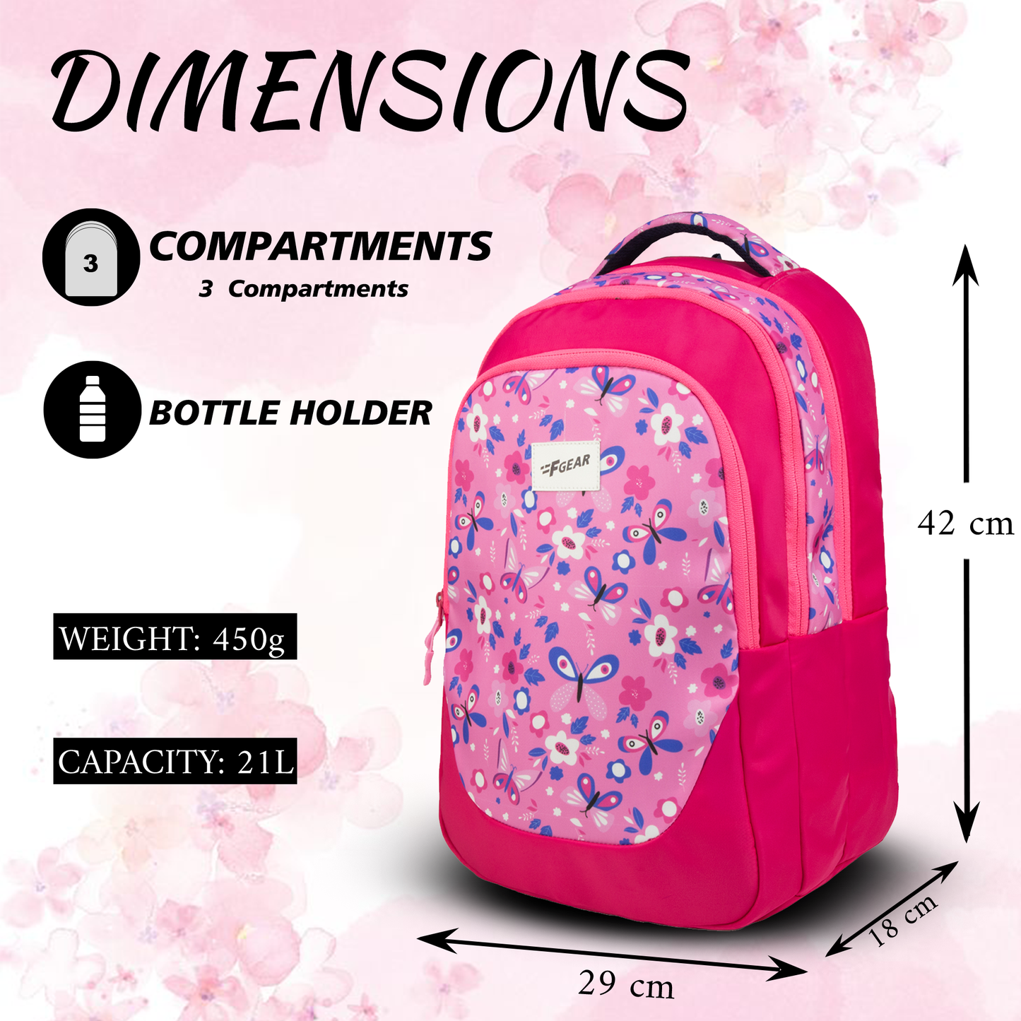 Panya 21L Dark Pink Mulberry Butterfly Backpack