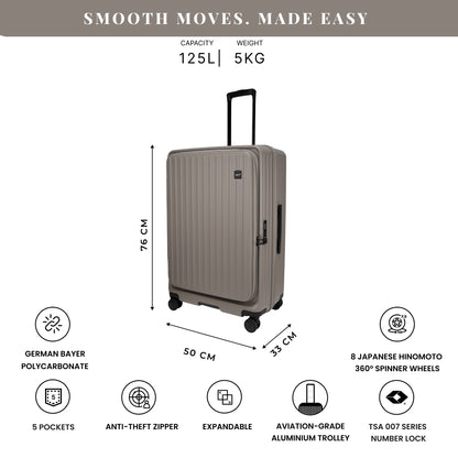 Montreal Large Taupe 76 cms Front-Opening Strolley