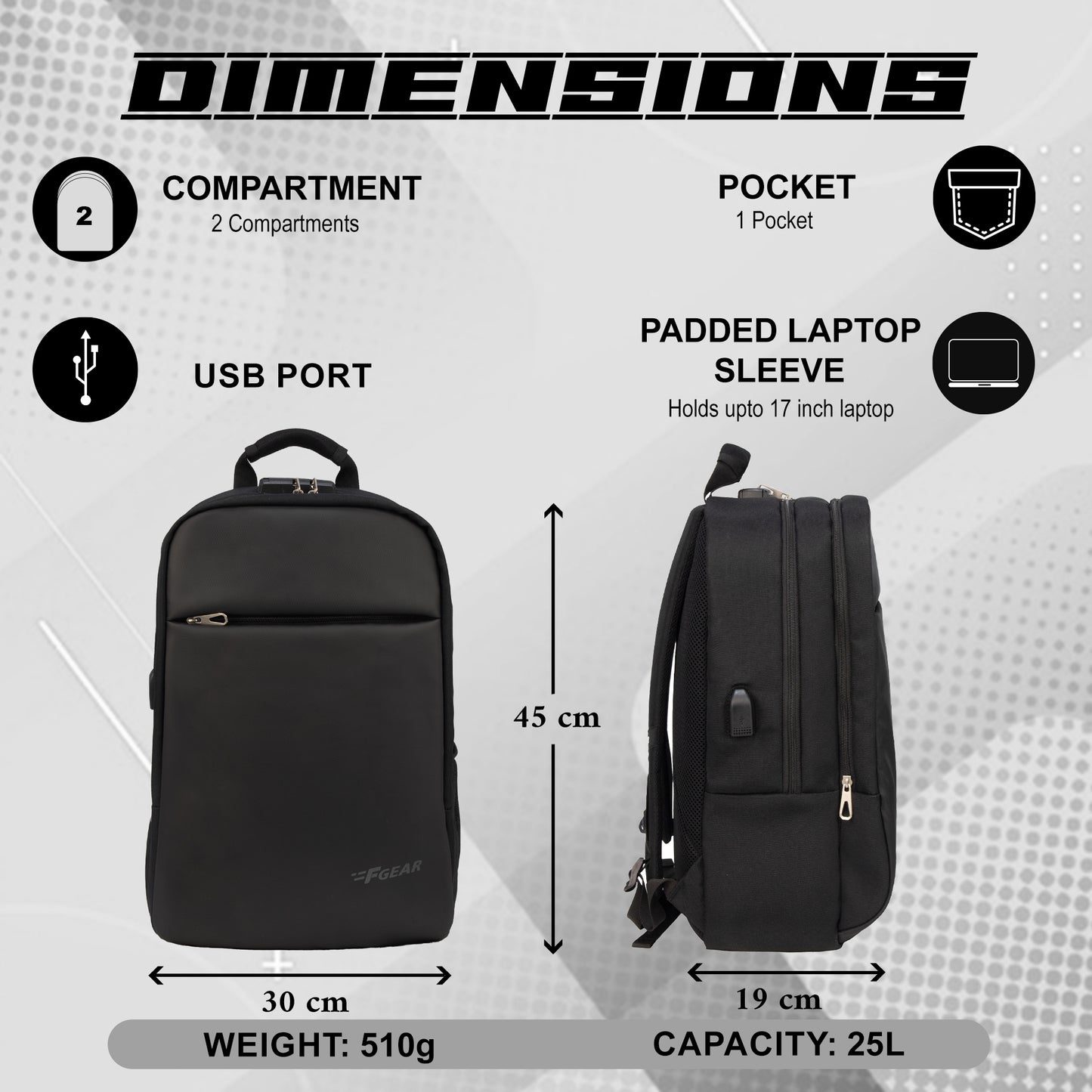 Harvey 25L Matt Black Laptop Backpack