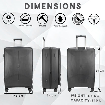 F Gear Myton Large Front Opening Dark Grey Check-in Strolley