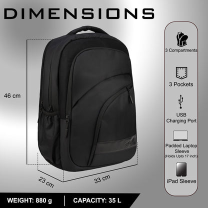 Asset 35L Black Laptop Backpack