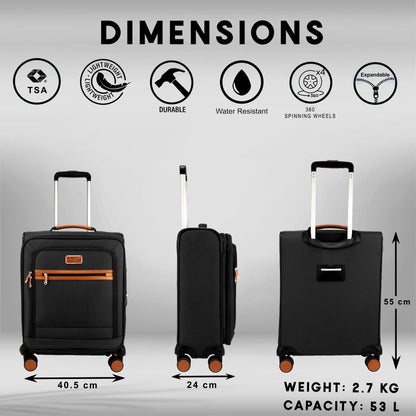 SoftAir Small Black Cabin Suitcase