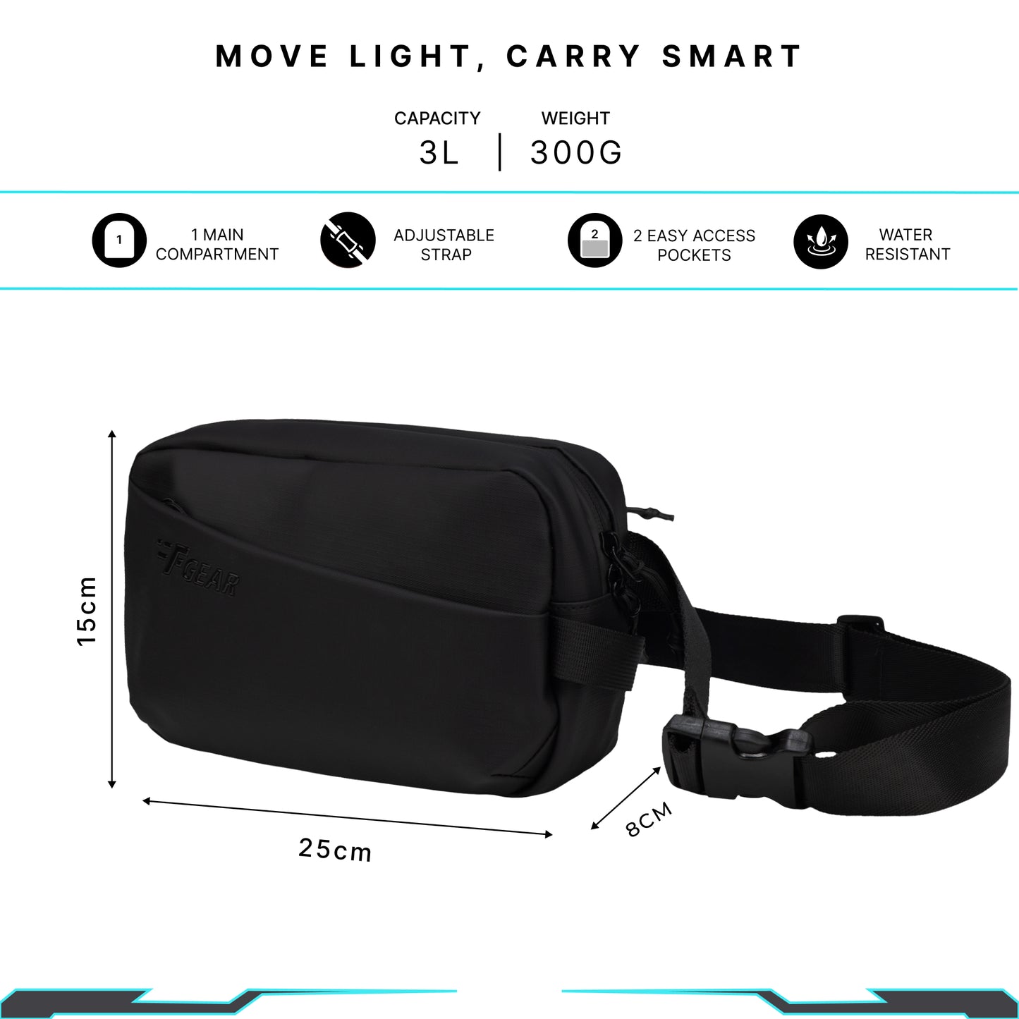 Sterling 3L Black Crossbody Bag