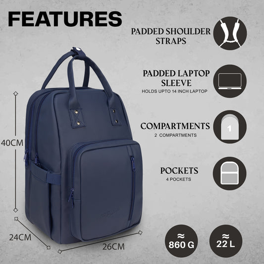 Senna 22L Navy Blue Laptop Backpack