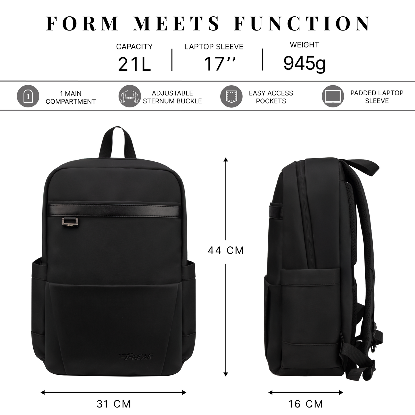 Berlin 21L Black Laptop Backpack