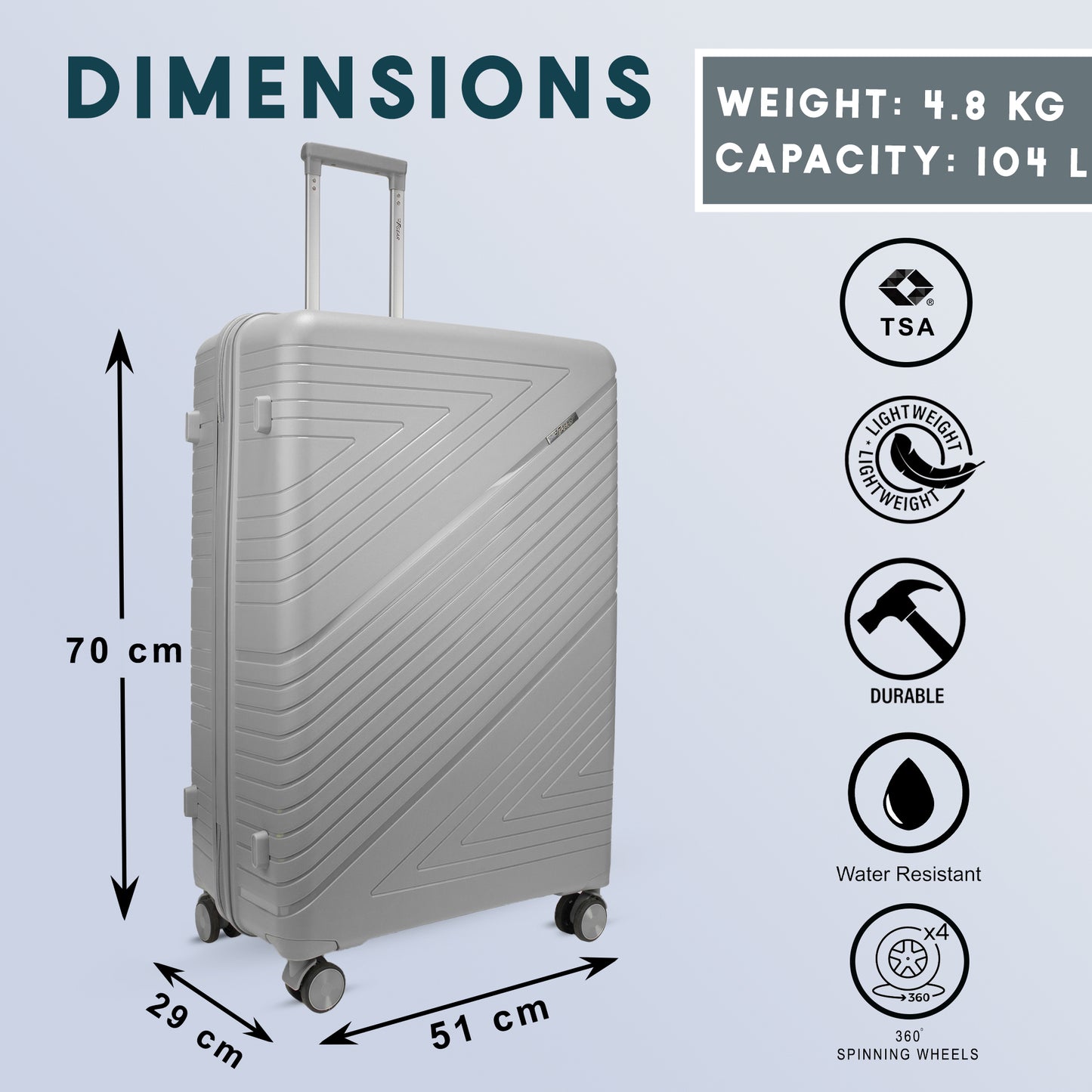 Aegis 30" Light Grey Check-in Large Suitcase