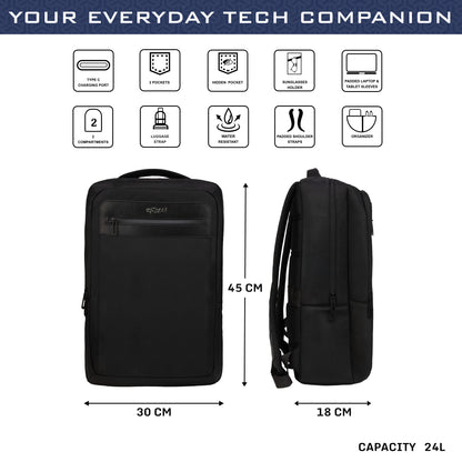 Kingsley 24L Black Laptop Backpack