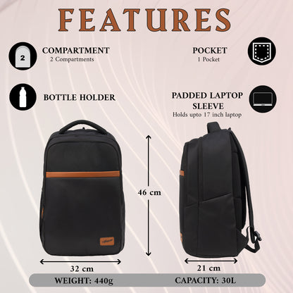 Lynk 30L Black Laptop Backpack