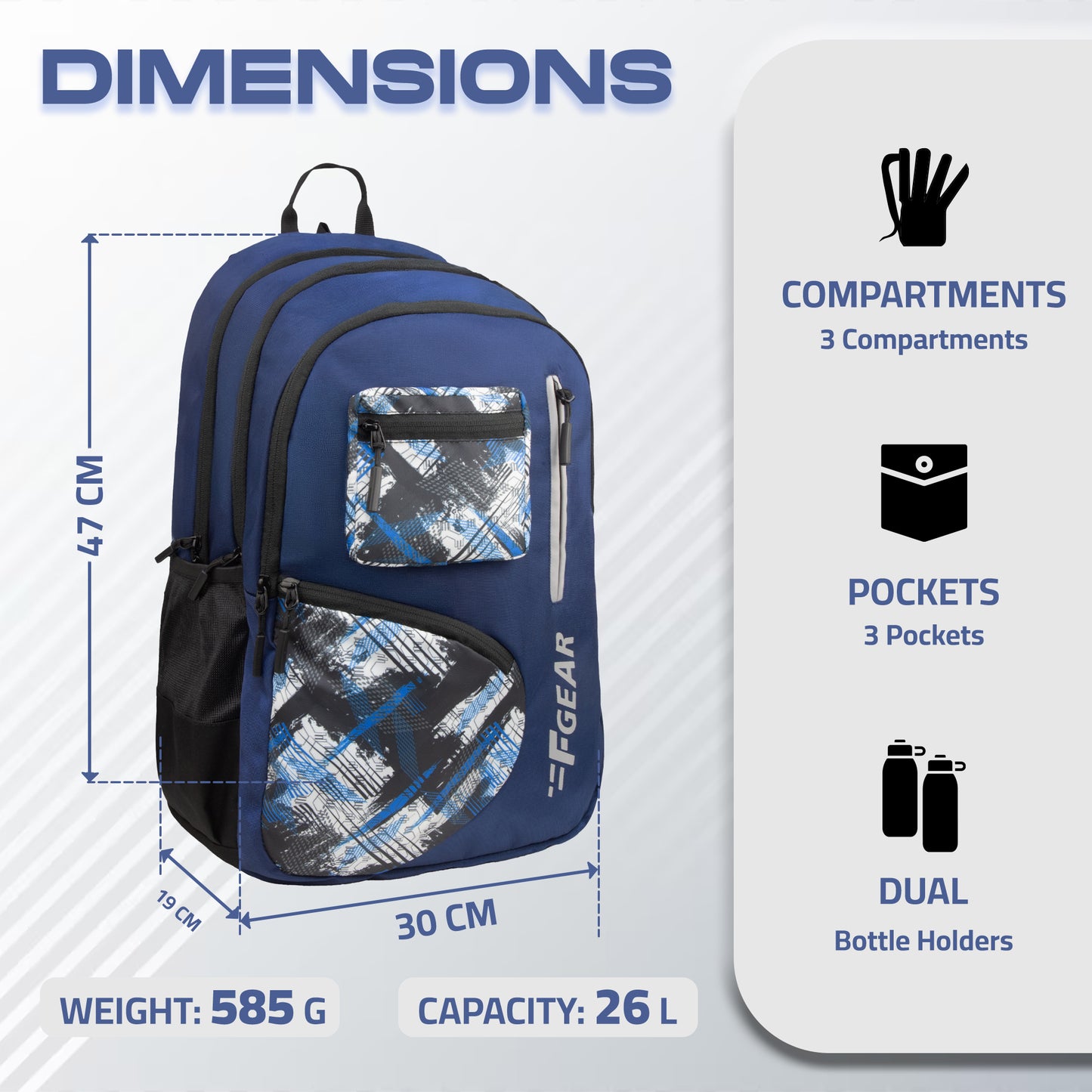 Floyd 26L Navy Blue Backpack