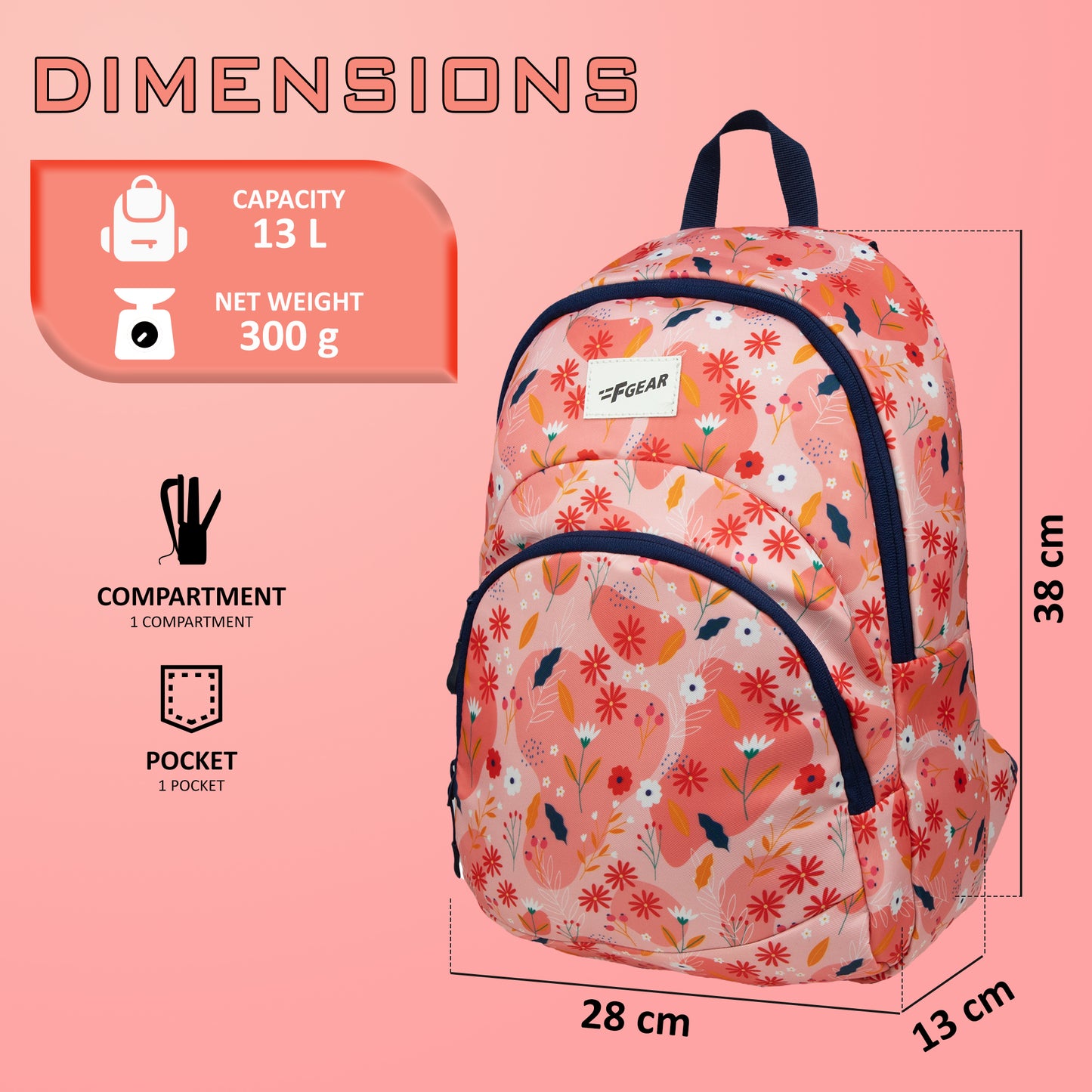 Fiona 13L Peach Pink Backpack