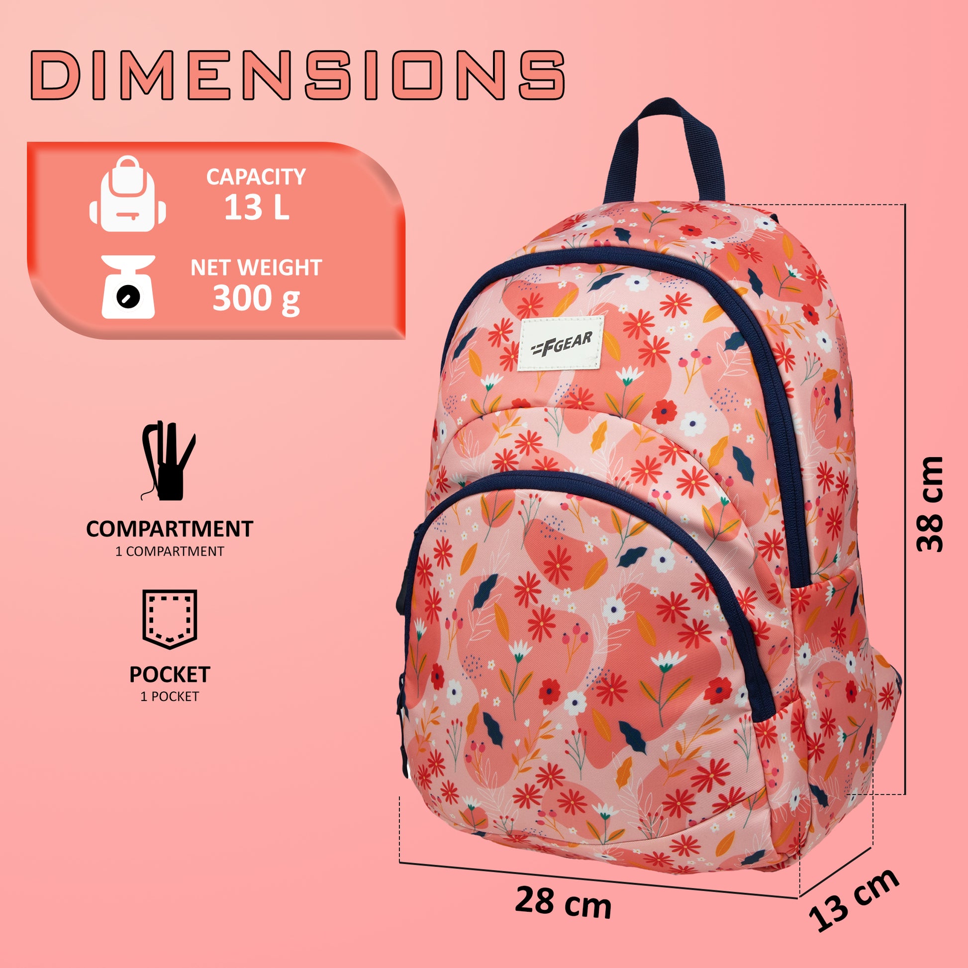 Fiona 13L Peach Pink Backpack – F