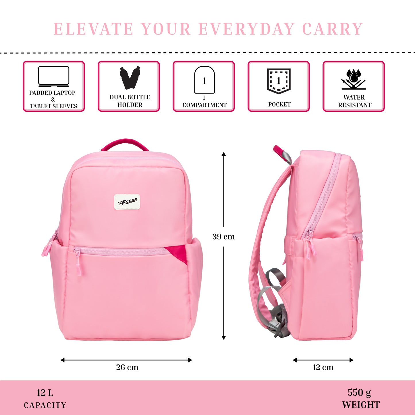 Cannes Rose Pink 12L Laptop Backpack
